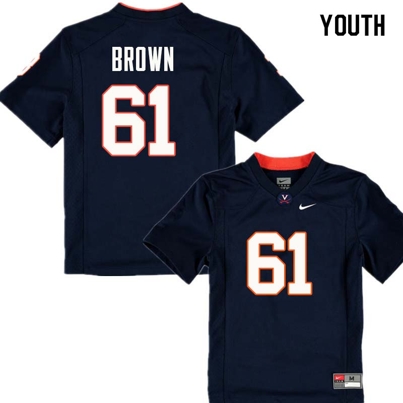 Youth #61 Elton Brown Virginia Cavaliers College Football Jerseys Sale-Navy - Click Image to Close